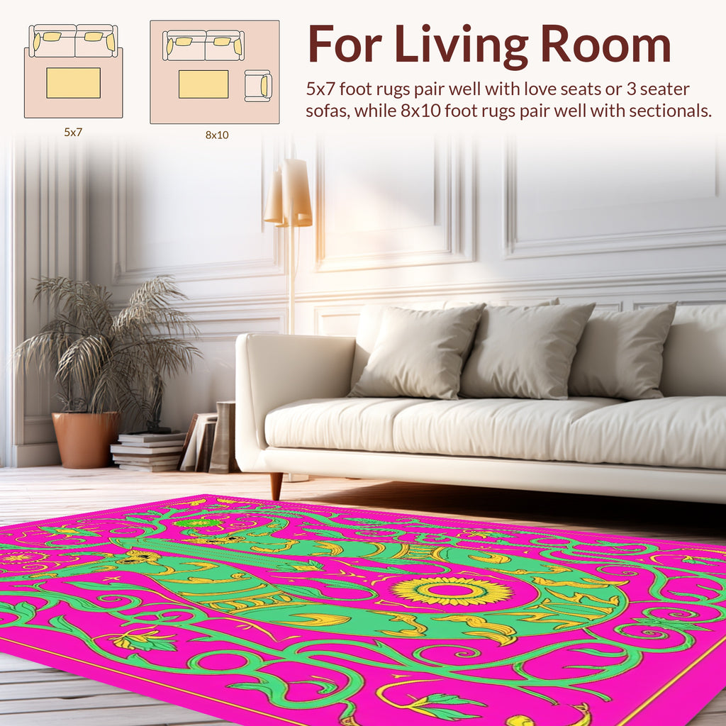 Whimsical Floral Animal Art Nouveau Rug