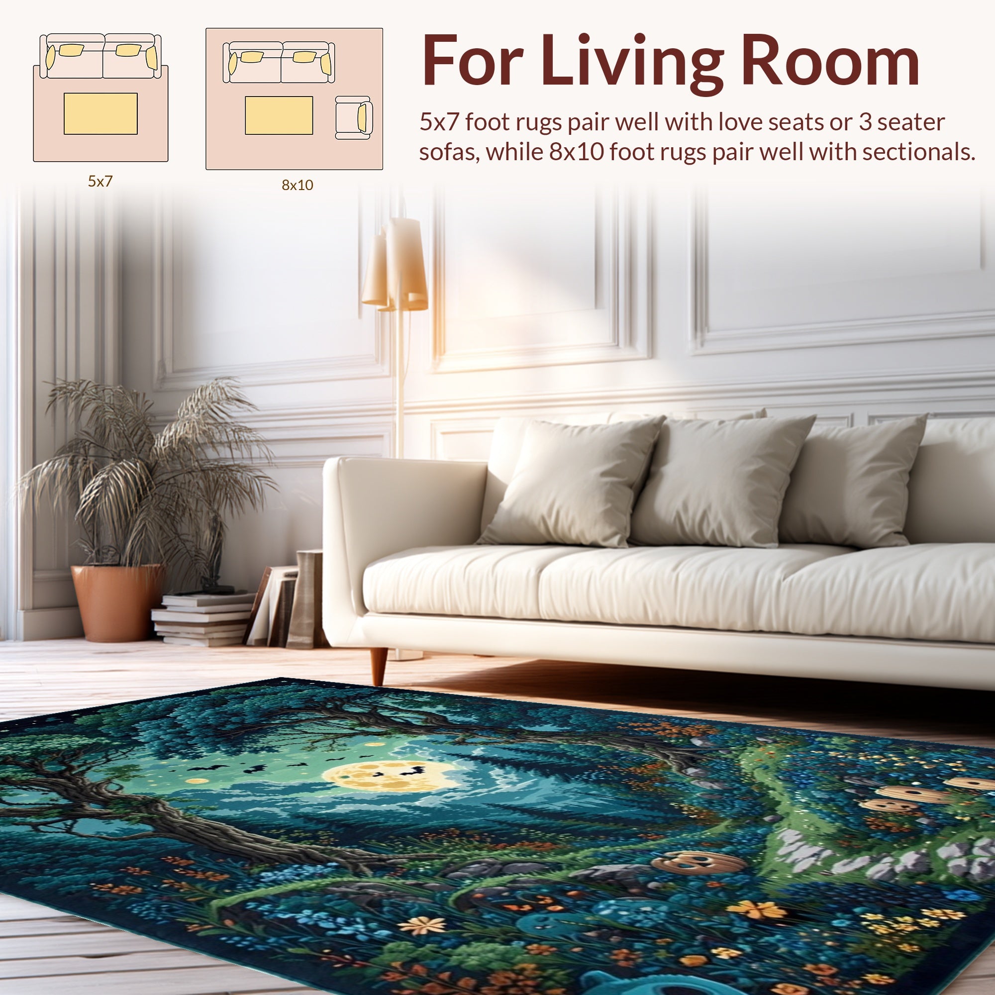 Mystical Forest Moonlit Halloween Rug