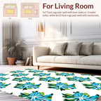 Abstract Blue Green Floral Pattern Rug