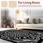Elegant Black White Ornate Pattern Rug