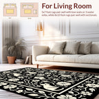 Whimsical Floral Kitten Silhouette Pattern Rug