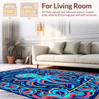 Ornate Octopus Vivid Floral Border Design Rug