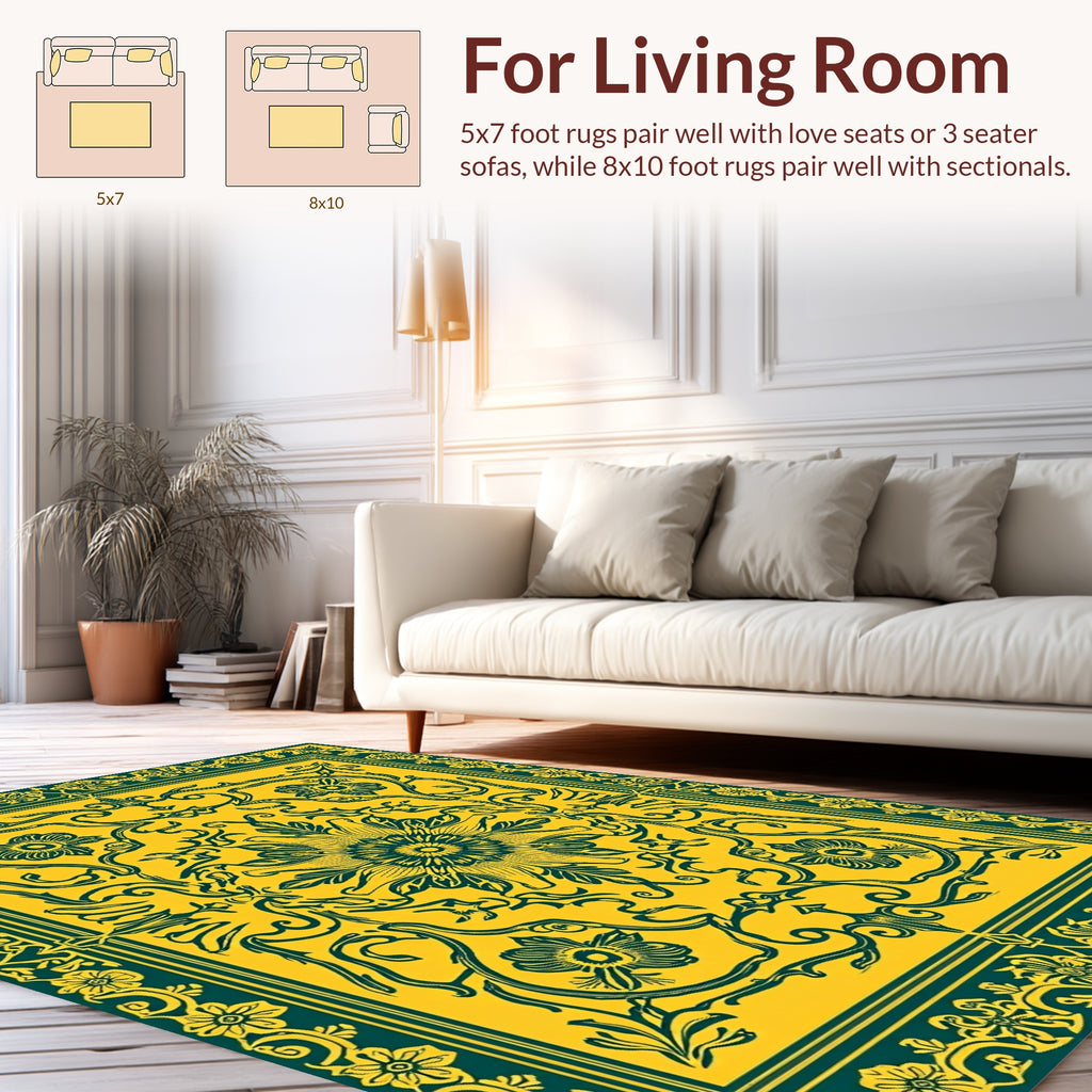 Ornate Floral Vine Tapestry Design Rug
