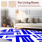 Bold Blue Geometric Abstract Pattern Rug