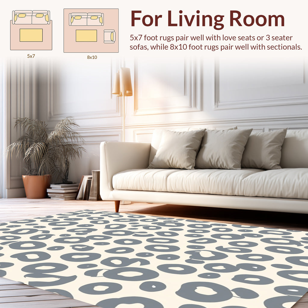 Gray Abstract Leopard Spotted Pattern Rug