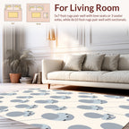 Pale Blue Floral Pod Abstract Design Rug