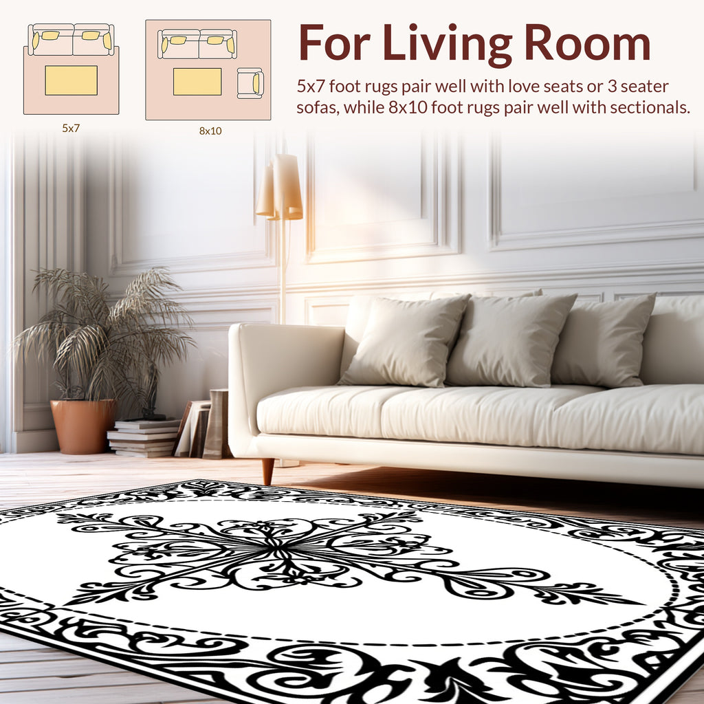 Intricate Floral Motif Filigree Design Rug