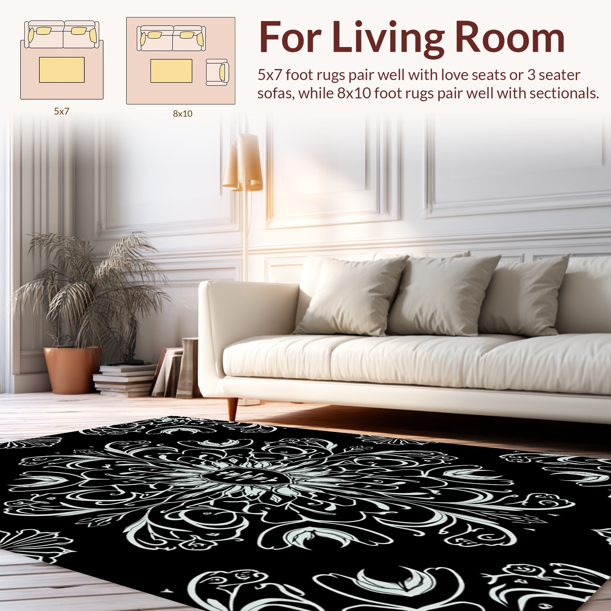 Intricate Floral Swirl Pattern Design Rug