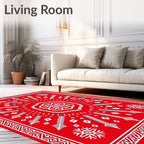 Bold Crimson Radial Arrow Medallion Rug
