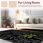 Dark Tropical Foliage Pattern Rug