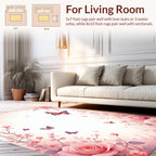 Pink Roses Butterfly Pattern Rug