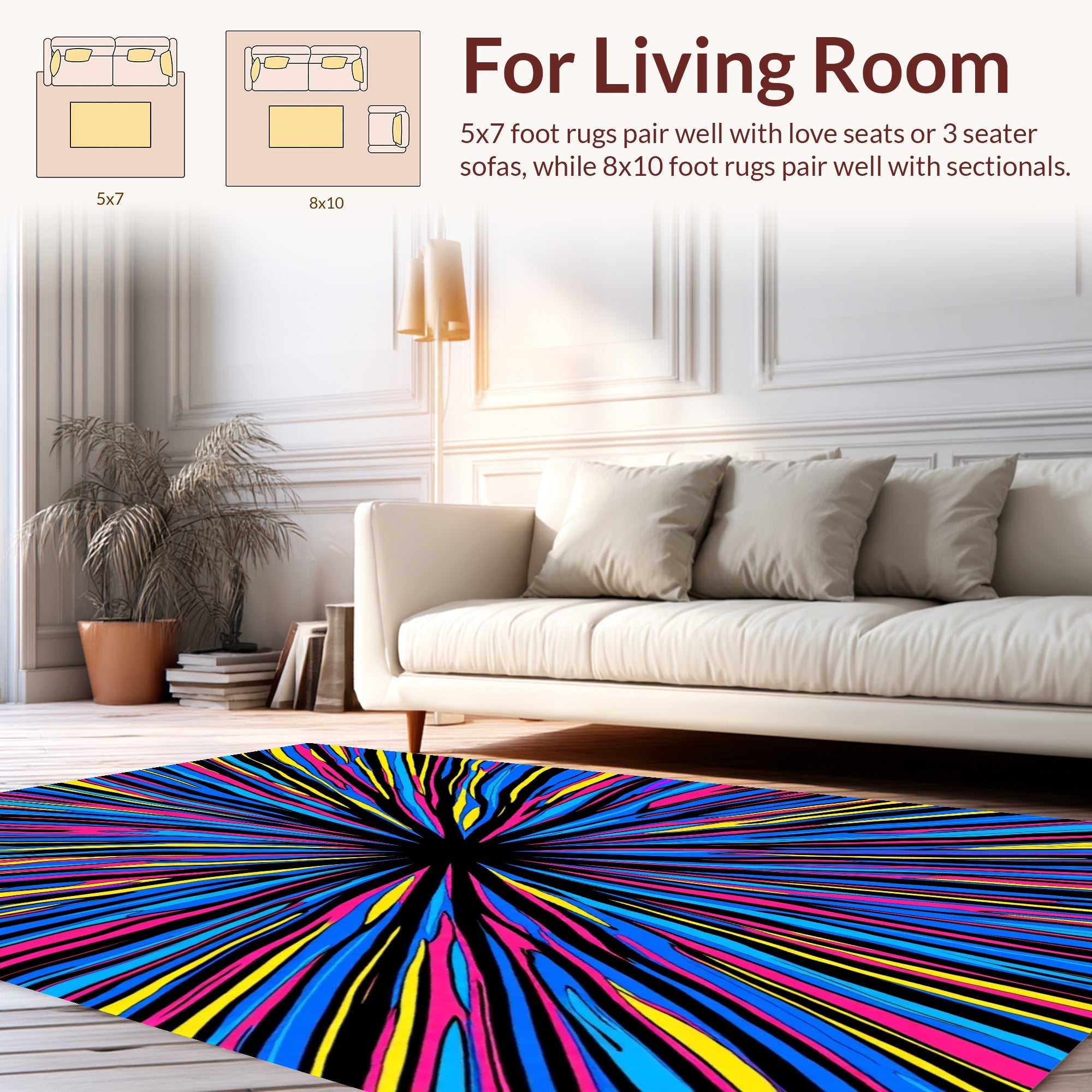 Vivid Burst Abstract Geometric Rug