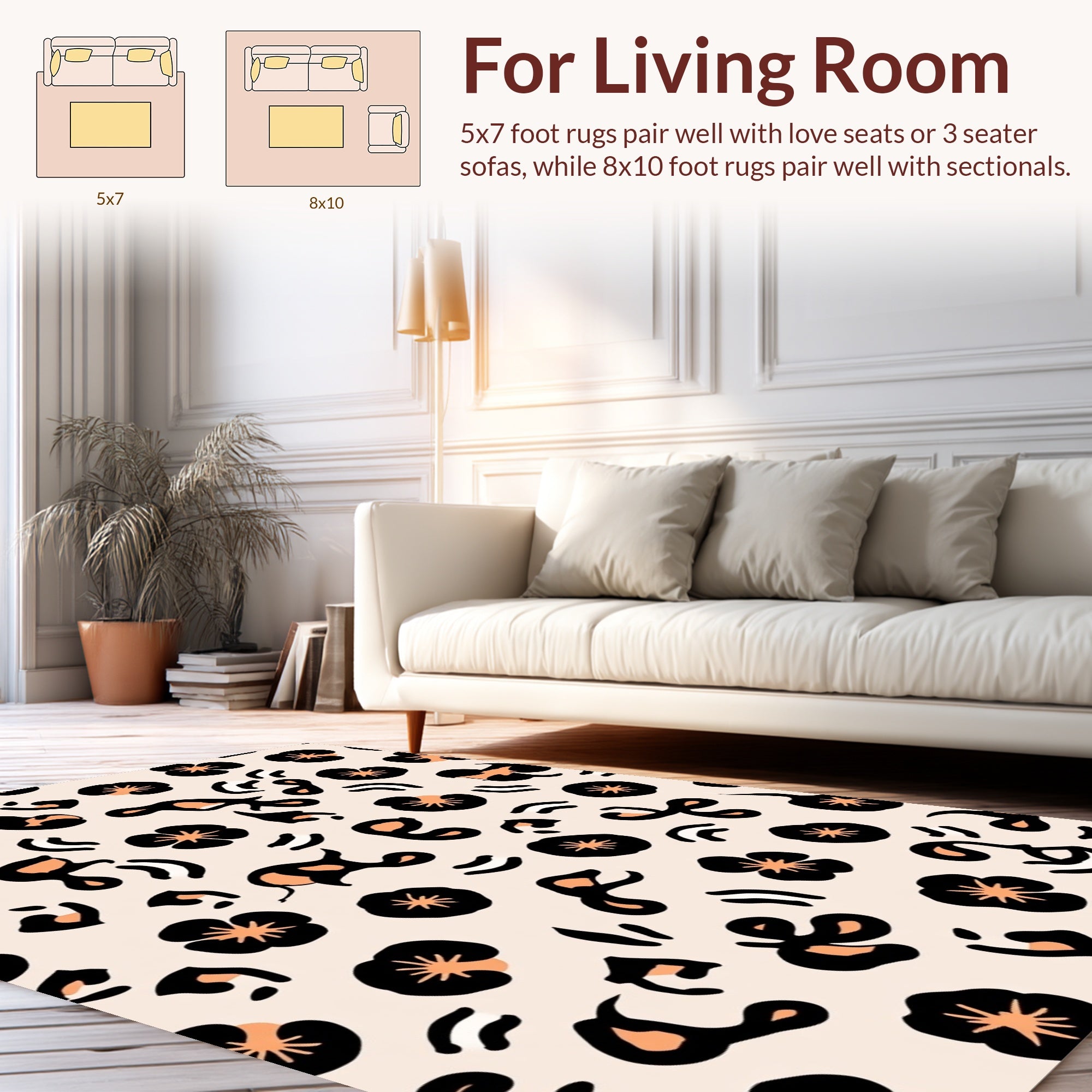 Wildflower And Leopard Chic Design Rug