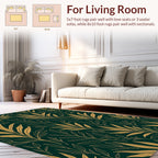Gold Foliage On Dark Green Background Rug