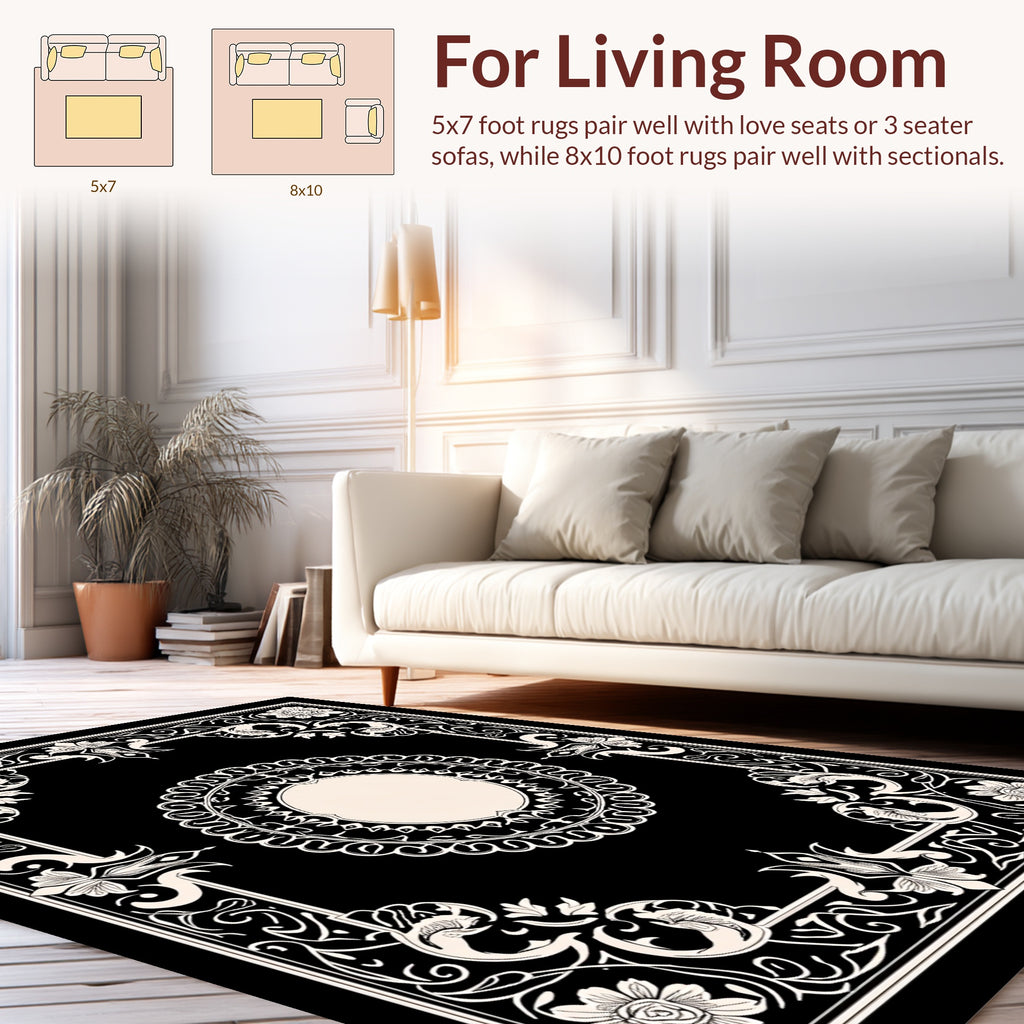 Ornate Floral Border With Central Medallion Rug