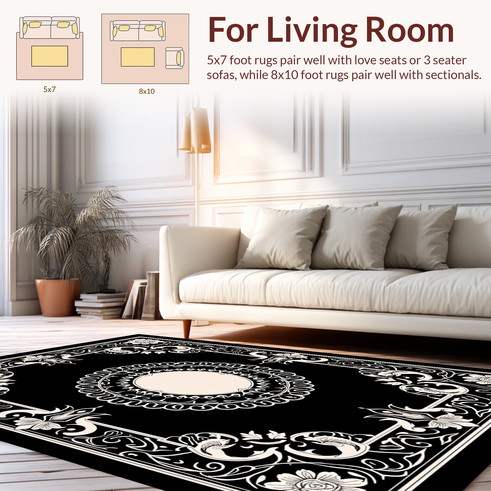Ornate Floral Border With Central Medallion Rug
