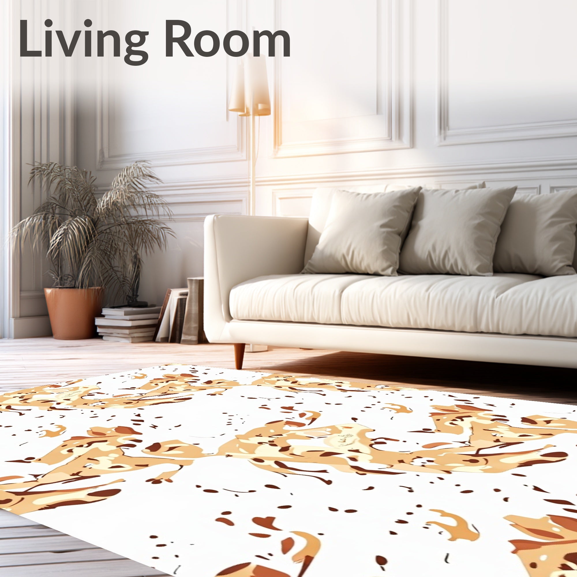 Abstract Cream Dog Spots Rug