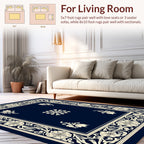 Elegant Cream Floral Border Rug