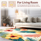Tropical Hibiscus Floral Pattern Rug
