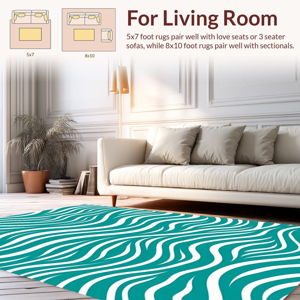 Teal Wave Pattern Rug