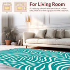 Teal Wave Pattern Rug