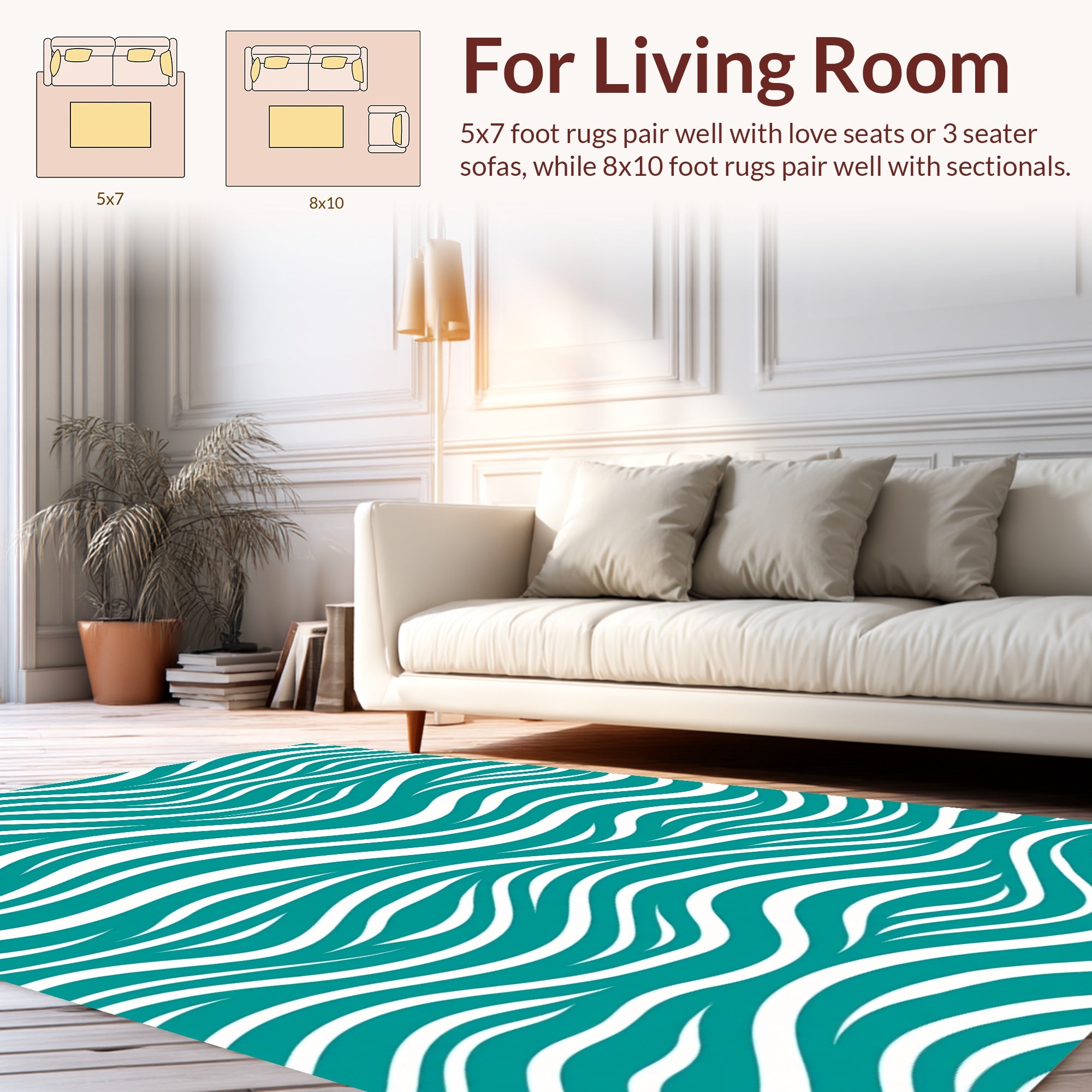 Teal Wave Pattern Rug