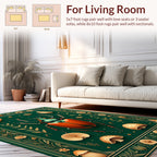 Green Whimsical Beetle Mushroom Delight Rug