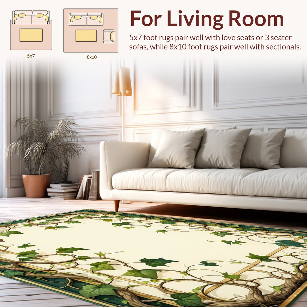 Trailing Vine Scroll Pattern Rug