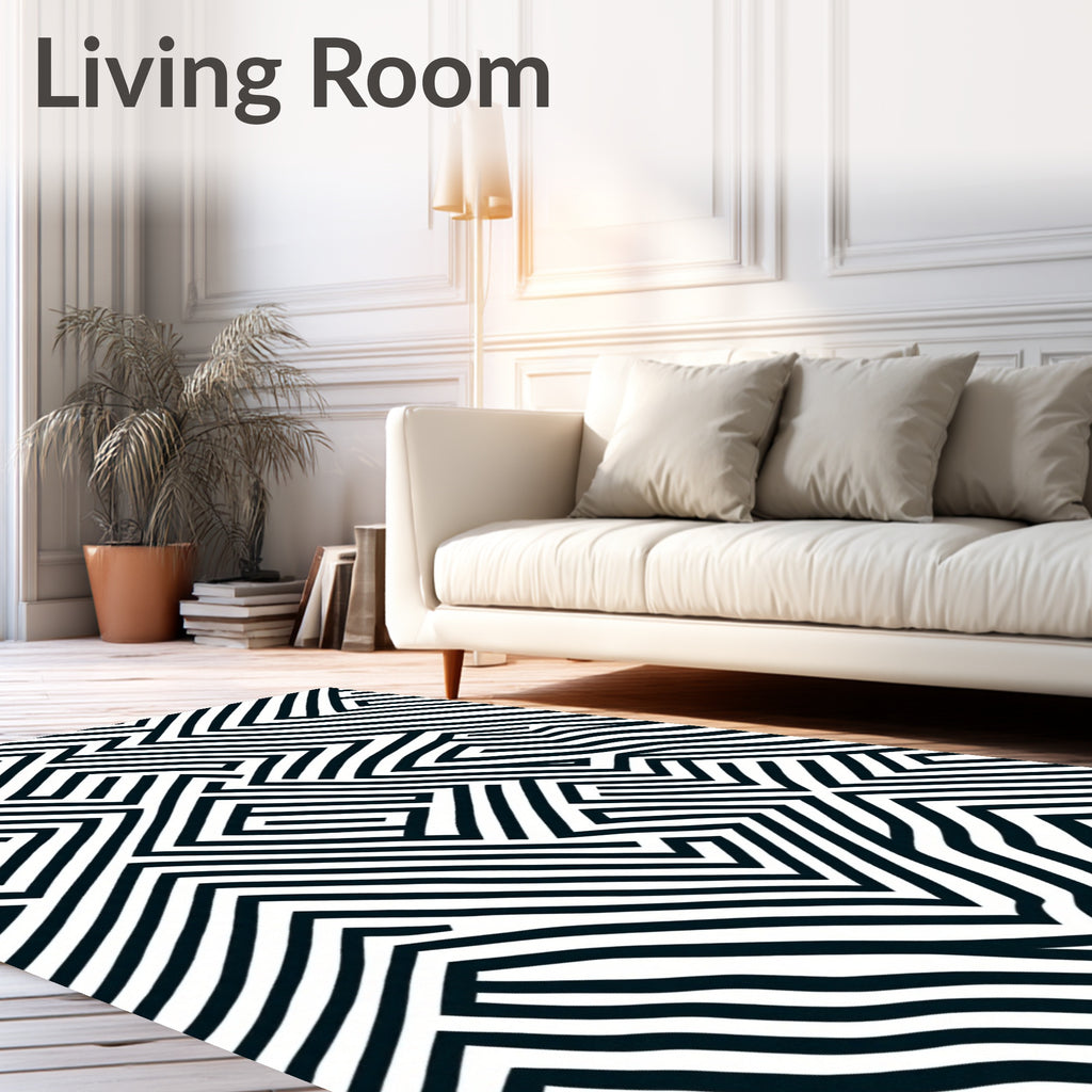 Monochromatic Maze Lines Rug