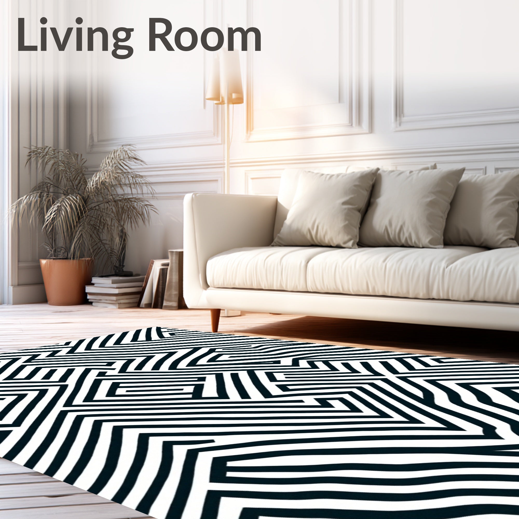 Monochromatic Maze Lines Rug
