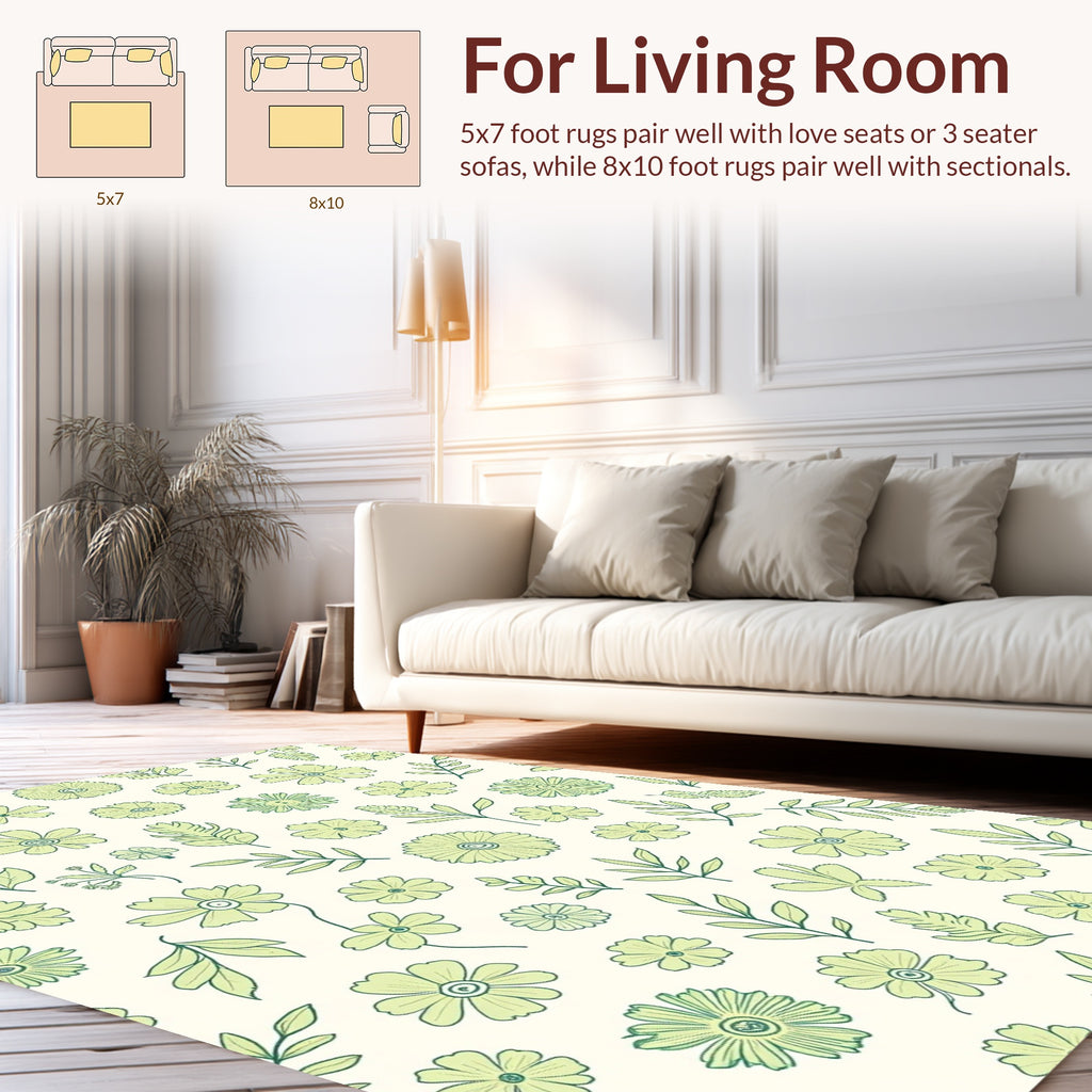 Whimsical Floral Garden Pattern Design Rug