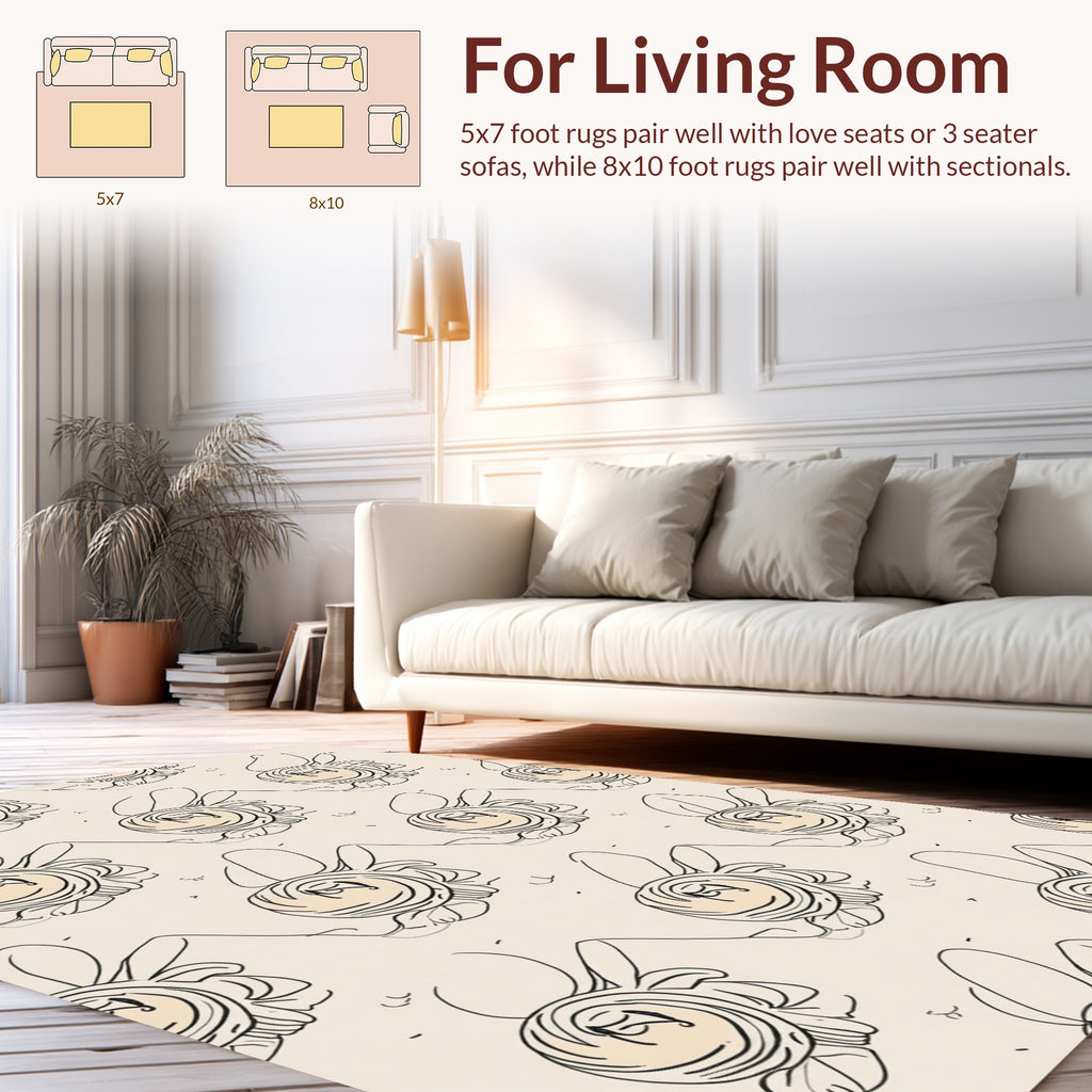 Whimsical Bunny Zigzag Pattern Design Rug