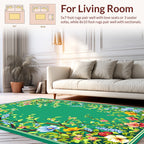 Lush Floral Branches Green Canvas Rug