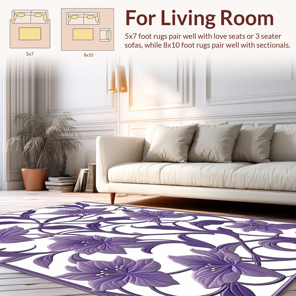 Art Nouveau Violet Floral Vines Rug