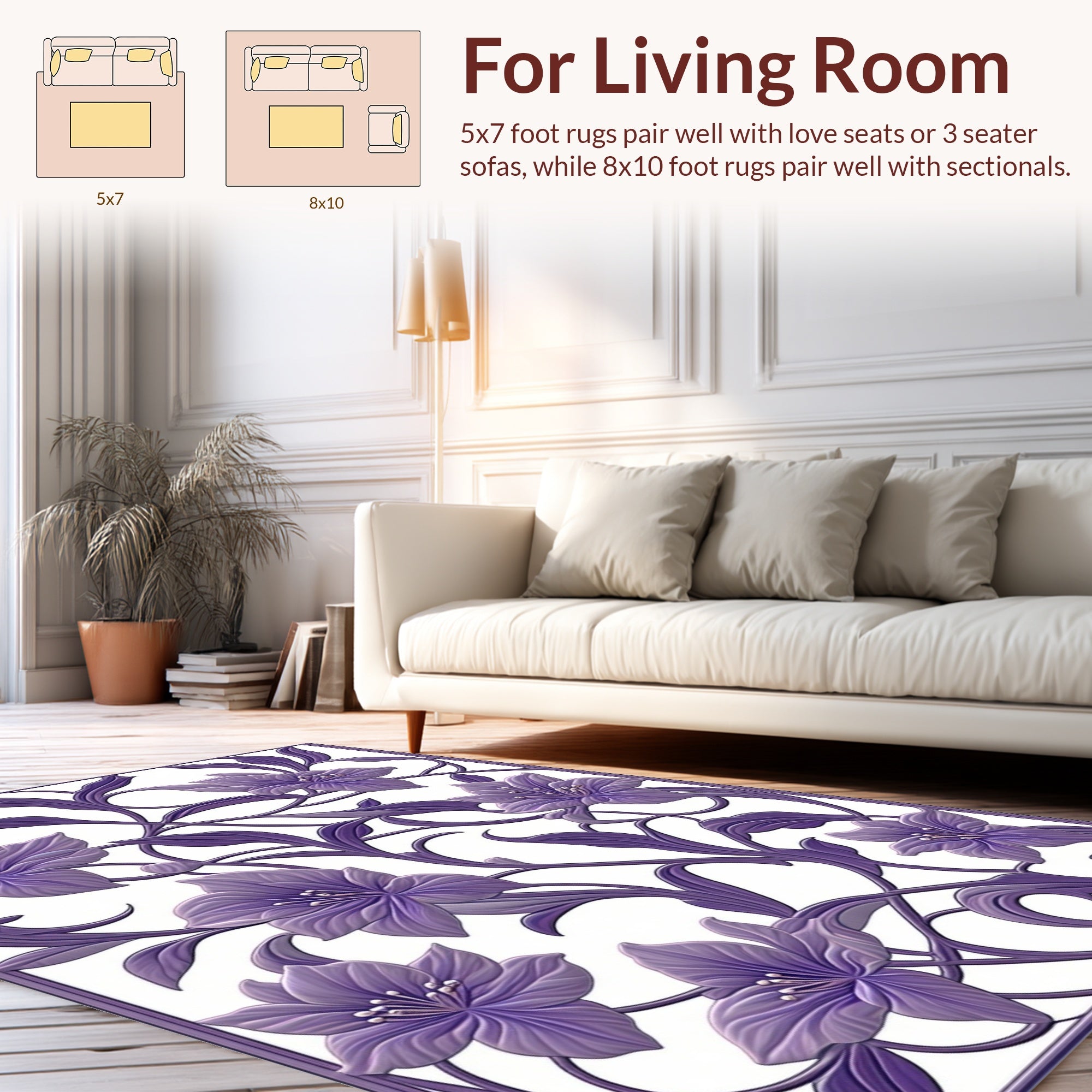 Art Nouveau Violet Floral Vines Rug