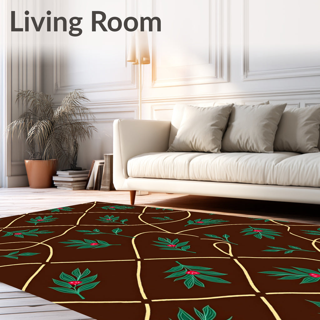 Brown Lattice Green Berry Botanical Rug