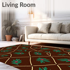 Brown Lattice Green Berry Botanical Rug