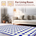 Classic Blue Geometric Lattice Pattern Rug