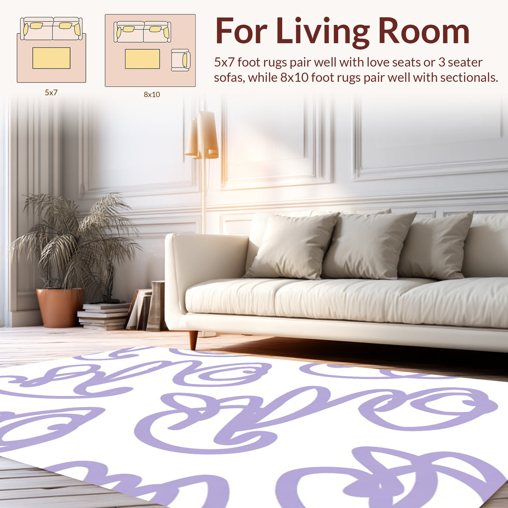 Abstract Lavender Swirls Pattern Rug