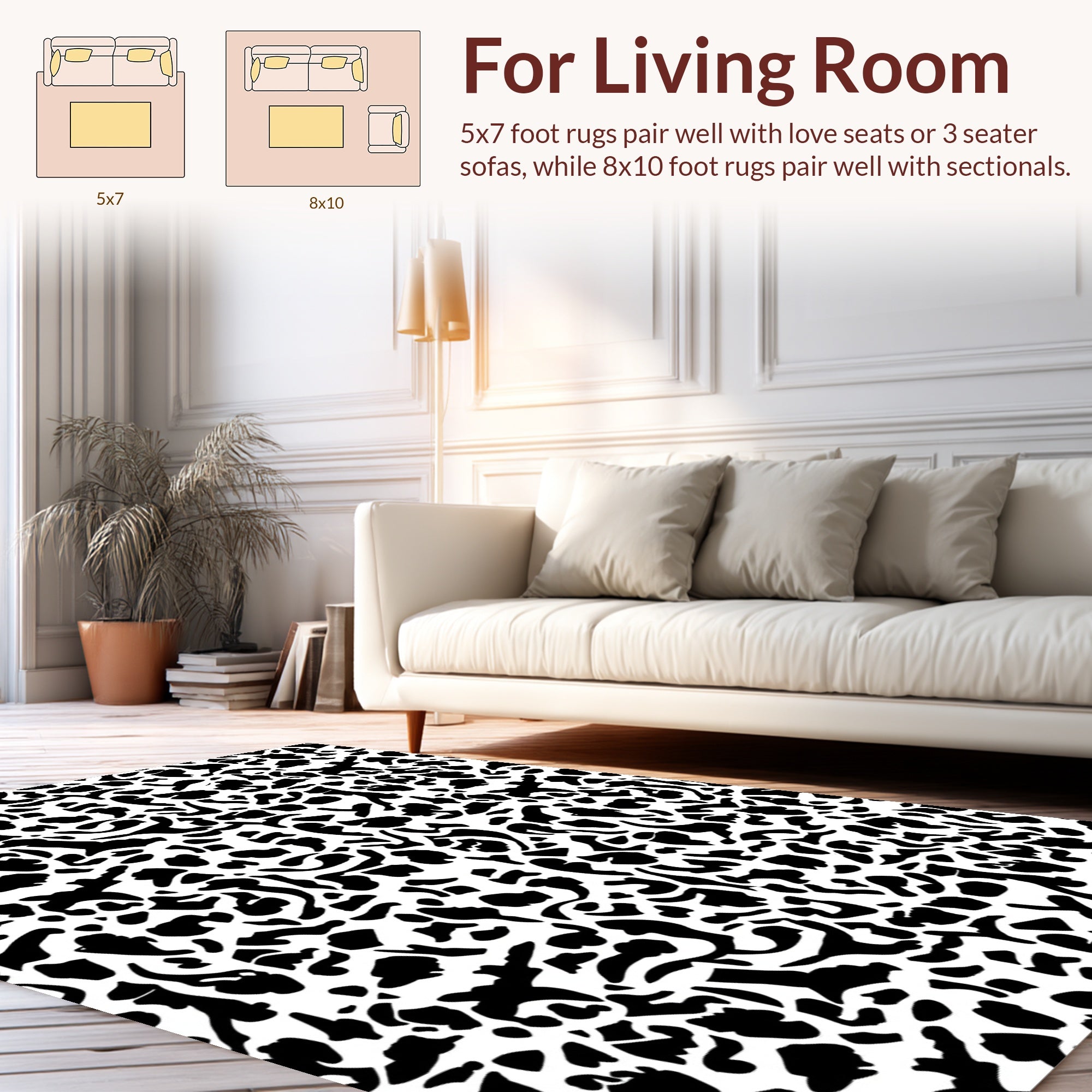 Abstract Black And White Spots Rug