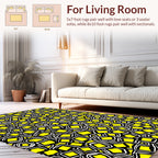 Abstract Yellow Square Pattern Rug