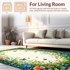 Floral Garden With Butterflies Whimsical Design Rug