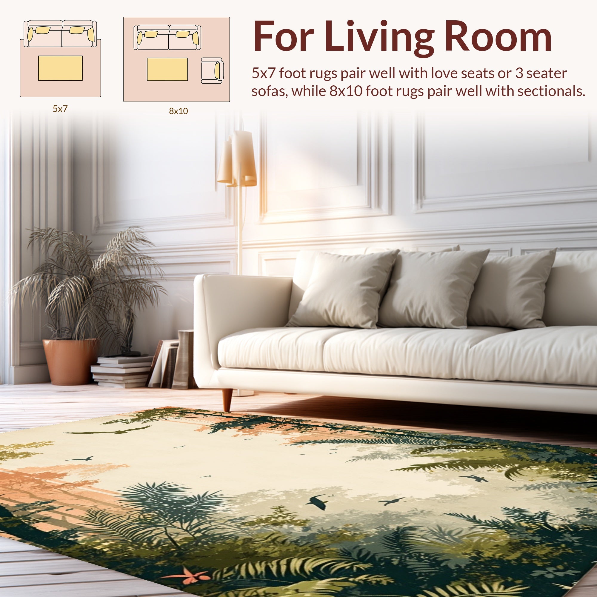 Jungle Scene With Flights Of Birds Rug