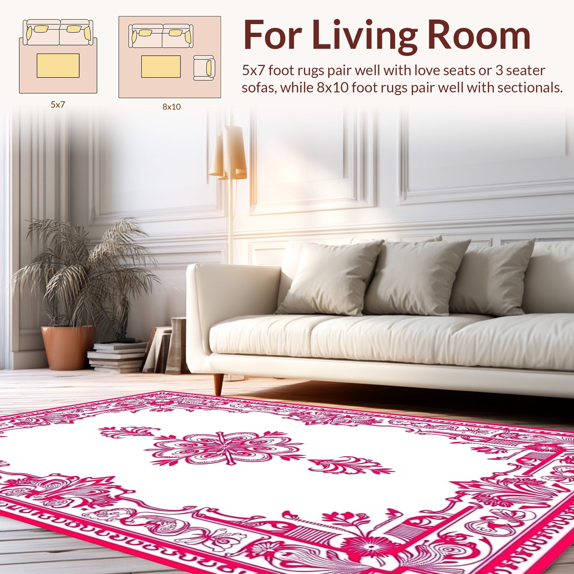 Ornate Floral Frame Design Rug