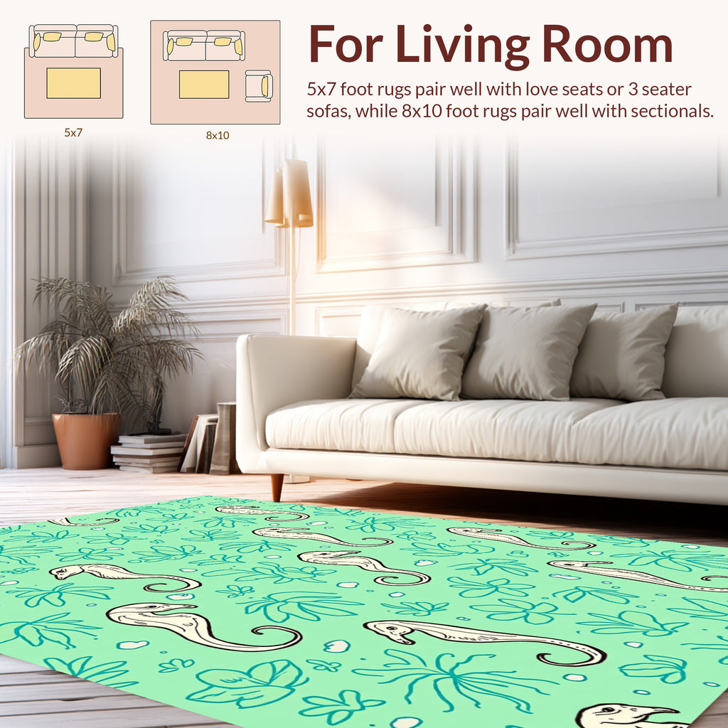 Charming Seahorse Floral Pattern Rug