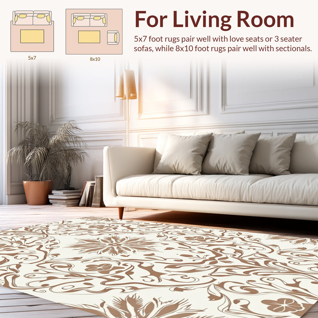Symmetrical Floral Vine Pattern Design Rug