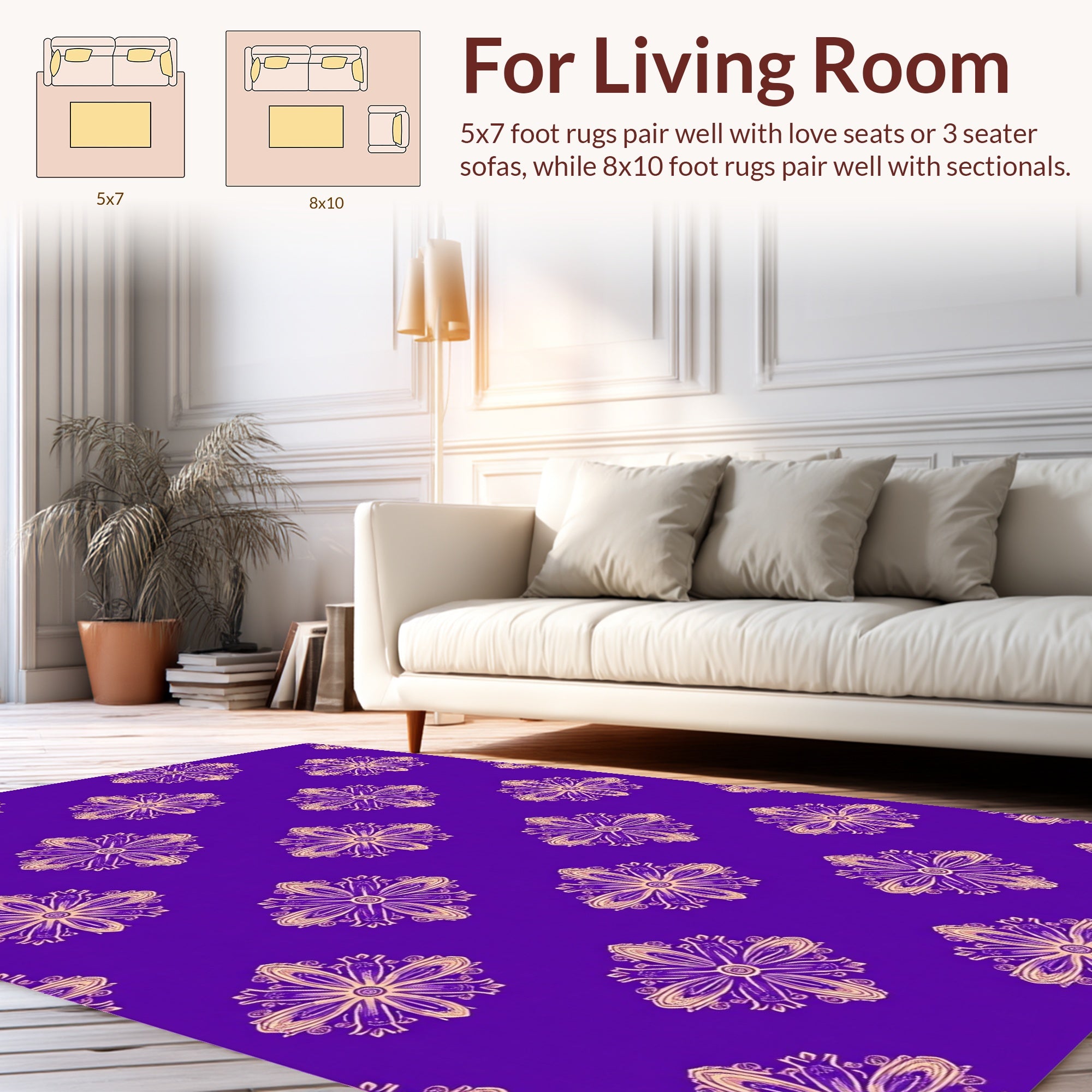 Ornate Floral Purple Background Rug
