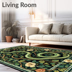Serpentine Green Floral Vine Motif Rug