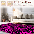 Hot Pink And Black Tribal Sun Design Rug