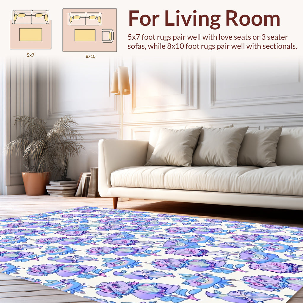Pastel Floral Patterned Artistic Rug